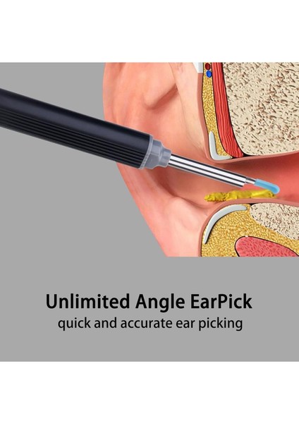 USB şarjlı yedek başlıklı endoskop kulak temizleme cihazı, bebek ve yetişkin kullanımı