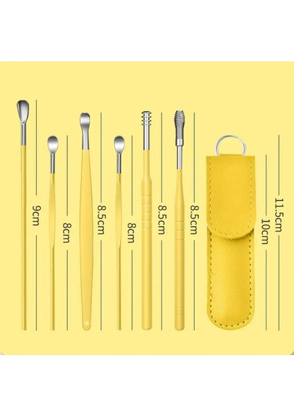 6 Parça Sarı Çelik Kulak Temizleme Seti, Sağlıklı ve Güçlü Kulak Bakımı