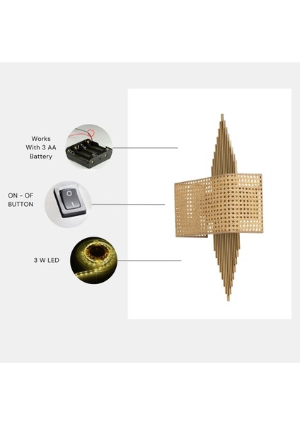 Yeni Hande Pilli Eskitme Dikdörtgen Rattan Abajurlu Aplik