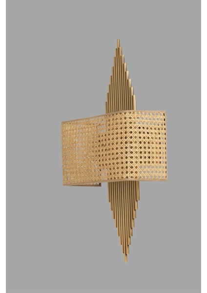 Yeni Hande Pilli Eskitme Dikdörtgen Rattan Abajurlu Aplik modelleri