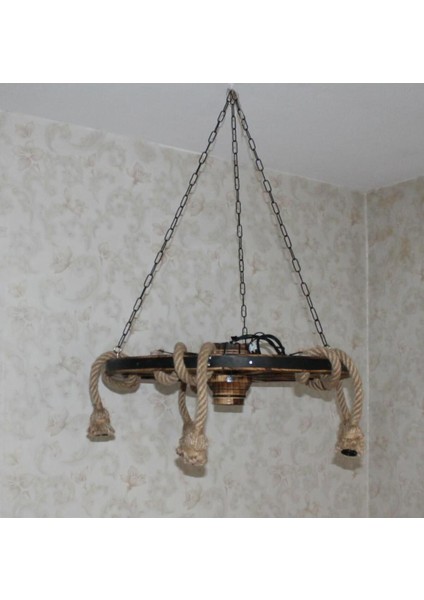 Ahşap Teker Avize 70 Cm. 5'li