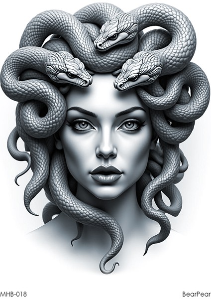 Medusa Dövmesi Geçici Dövme Tattoo