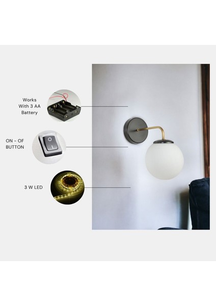 Yeni Pablo Pilli Siyah Beyaz Camlı Aplik