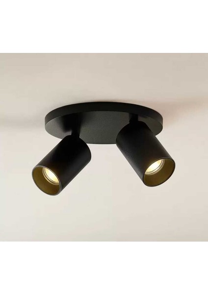 Mylights Ikili Modern LED Avize Panasonıc LED Ampullü Hareketli Siyah Metal Gövde Avize