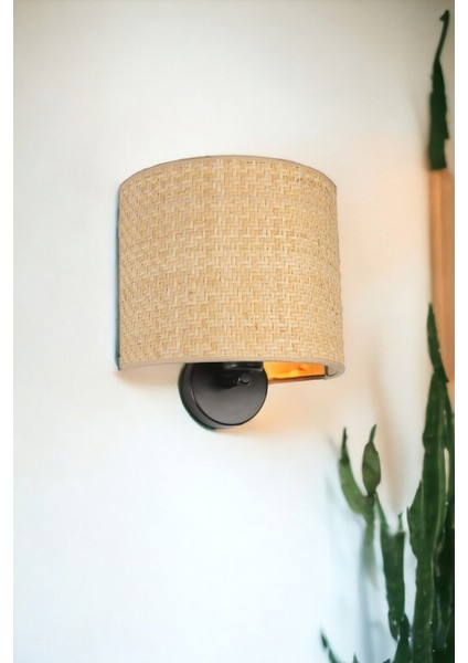 Yeni Hasır Pilli Rattan Abajurlu Oval Aplik fiyatları