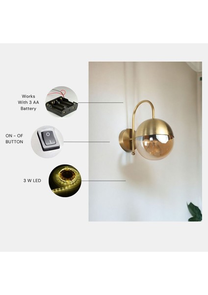 Yeni Küre Pilli Aplik Eskitme Bal Camlı