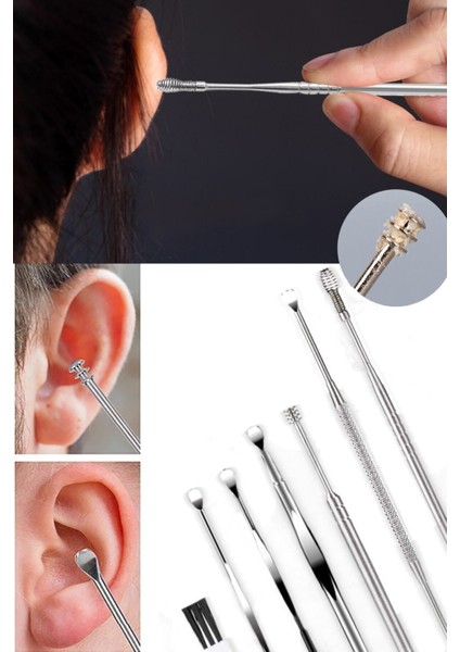 Paslanmaz Çelik Kulak Temizleme Kulak Kiri Temizleme Kulak Temizleyici Çelik Paslanmaz 6'lı Set fiyatları