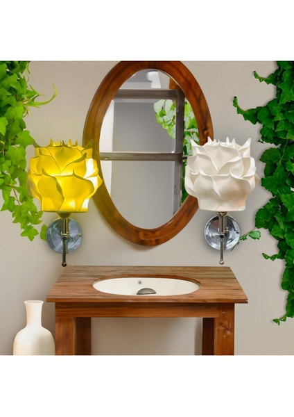 2'li Dekor Eva Gül Üst Beyaz-Alt Gümüş Ledli Duvar Aydınlatması Aplik fiyatları