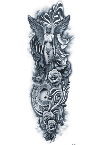 Geçici Kanatlı Melek ve Çiçek Kol Dövmesi Kol Kaplama Tattoo fiyatları