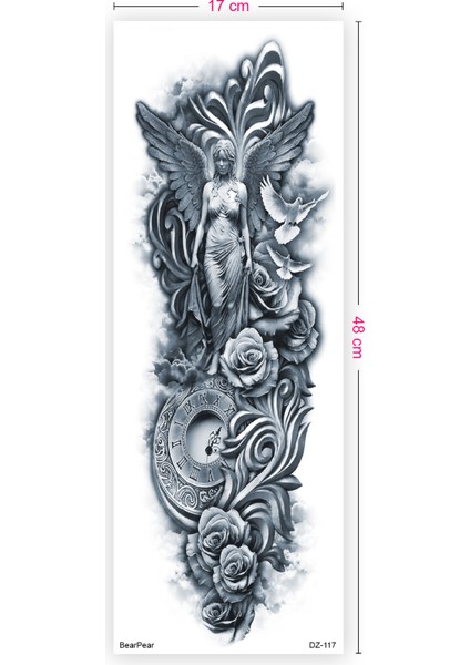 Geçici Kanatlı Melek ve Çiçek Kol Dövmesi Kol Kaplama Tattoo modelleri