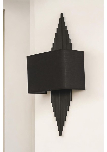 Yeni Aslı Pilli Siyah Dikdörtgen Siyah Abajurlu Aplik fiyatları