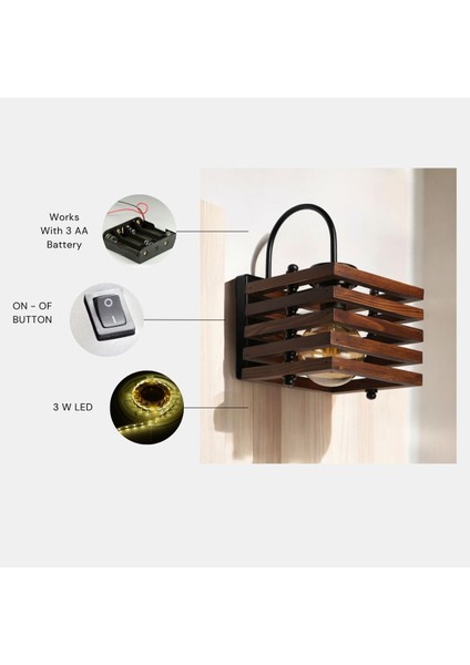 Yeni Avni Pilli Kare Ahşap Ceviz Aplik