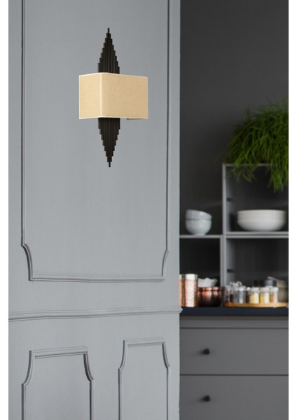 Yeni Hande Pilli Siyah Dikdörtgen Açık Hasır Abajurlu Aplik fiyatları