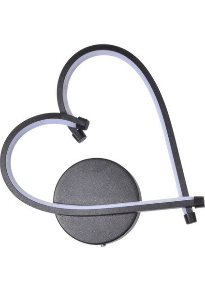 Kalp Modern Tasarım Siyah Renk Gün Işığı Ledli Çocuk Odası Banyo - Mutfak - Salon Ledli Duvar Aplik