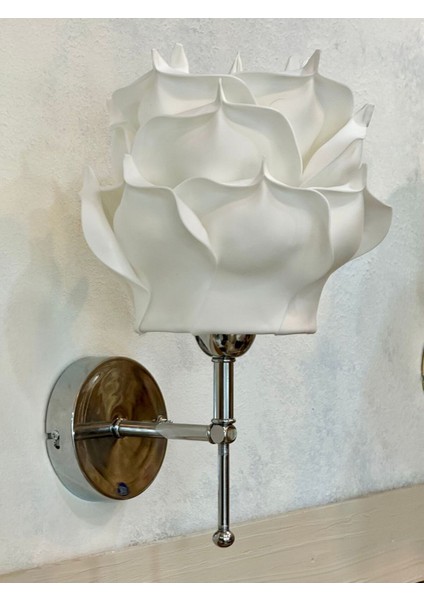 Dekor Eva Gül Üst Beyaz-Alt Gümüş Ledli Duvar Aydınlatması Aplik fırsatları