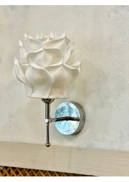 Dekor Eva Gül Üst Beyaz-Alt Gümüş Ledli Duvar Aydınlatması Aplik indirimleri