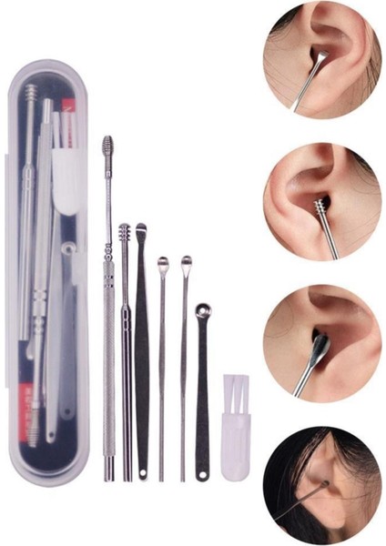 Paslanmaz Çelik Kulak Temizleyici Seti, 6'lı, Güvenli ve Etkili Temizlik Araçları
