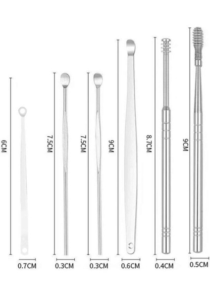 Paslanmaz Çelik Kulak Temizleyici Seti, 6'lı, Güvenli ve Etkili Temizlik Araçları fiyatları