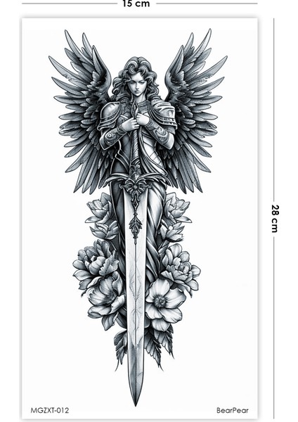 Kılıç ve Melek Sırt Bacak Dövmesi Büyük Boy Dövme Tattoo fırsatları