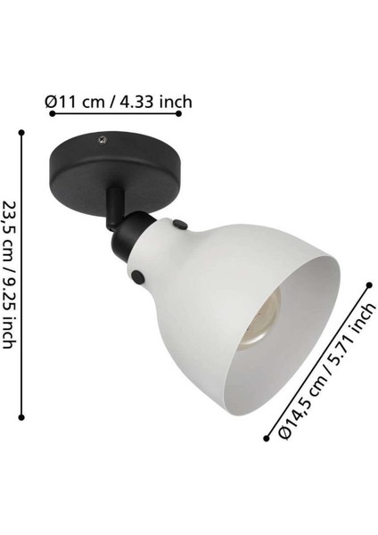 43827 Iç Mekan " Matlock " Gri, Siyah Renk Dökme Çelik Sıva Üstü Spot Lambası IP20 E27 Max: 1x4 fırsatları