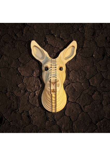 Kelb Köpek Kafası Doğal Ahşap Lazer Kesim Rustik Salon Aplik Duvar Dekoru 3D Tablo Pano (Peri Ledli