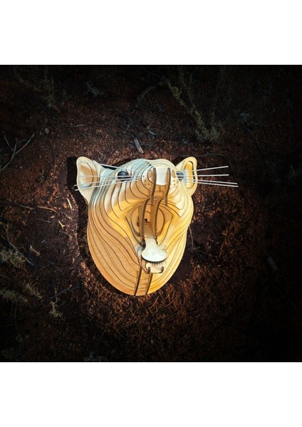 Kelb Köpek Kafası Doğal Ahşap Lazer Kesim Rustik Salon Aplik Duvar Dekoru 3D Tablo Pano (Peri Ledli fiyatları