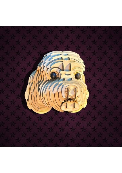 Kelb Köpek Kafası Doğal Ahşap Lazer Kesim Rustik Salon Aplik Duvar Dekoru 3D Tablo Pano (Peri Ledli fiyatları