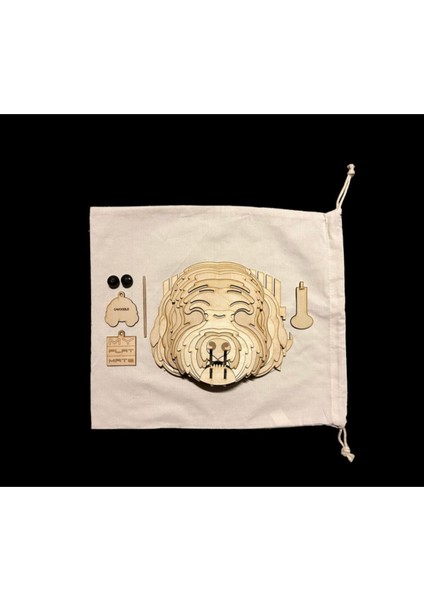 Kelb Köpek Kafası Doğal Ahşap Lazer Kesim Rustik Salon Aplik Duvar Dekoru 3D Tablo Pano (Peri Ledli modelleri