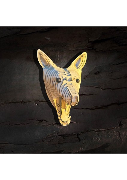 Kelb Köpek Kafası Doğal Ahşap Lazer Kesim Rustik Salon Aplik Duvar Dekoru 3D Tablo Pano (Peri Ledli fiyatları
