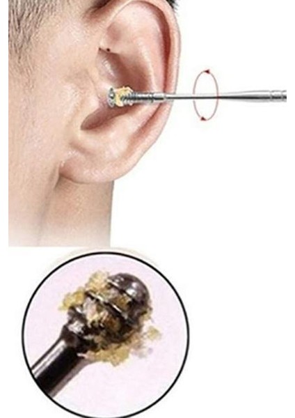 Paslanmaz Çelik Kulak Temizleme Çubukları 6'lı Set, Kulak Kiri Temizleyici Çelik Kulak Temizleyici