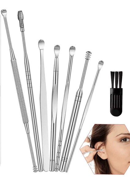 Paslanmaz Çelik Kulak Temizleme Çubukları 6'lı Set, Kulak Kiri Temizleyici Çelik Kulak Temizleyici indirimleri
