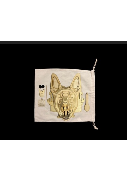 Kelb Köpek Kafası Doğal Ahşap Lazer Kesim Rustik Salon Aplik Duvar Dekoru 3D Tablo Pano (Peri Ledli modelleri