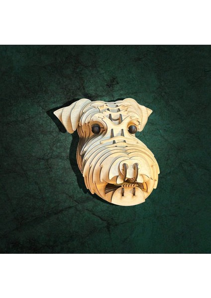 Kelb Köpek Kafası Doğal Ahşap Lazer Kesim Rustik Salon Aplik Duvar Dekoru 3D Tablo Pano (Peri Ledli fiyatları