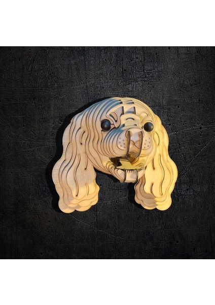Kelb Köpek Kafası Doğal Ahşap Lazer Kesim Rustik Salon Aplik Duvar Dekoru 3D Tablo Pano (Peri Ledli fiyatları