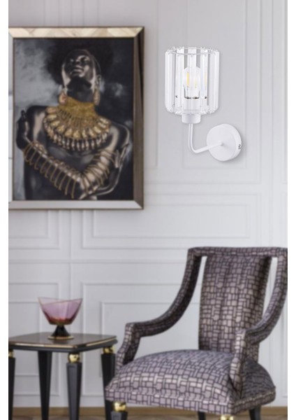 Lina Kristal Taşlı Aplik (Beyaz)