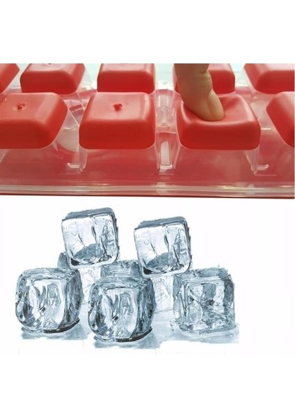 Buffer® 12LI Kapaklı Yapışmaz Silikon Tabanlı Plastik Küp Buz Kalıbı