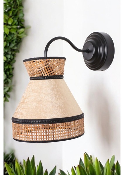 Doğal Hazeran & Kadife Kumaş Aplik Iç Mekan Duvar Aydınlatması Özel Tasarım El Yapımı 30X25CM