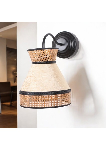 Doğal Hazeran & Kadife Kumaş Aplik Iç Mekan Duvar Aydınlatması Özel Tasarım El Yapımı 30X25CM modelleri