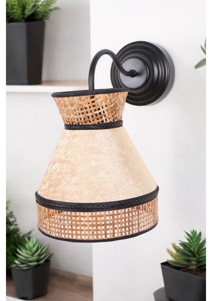 Doğal Hazeran & Kadife Kumaş Aplik Iç Mekan Duvar Aydınlatması Özel Tasarım El Yapımı 30X25CM indirimleri