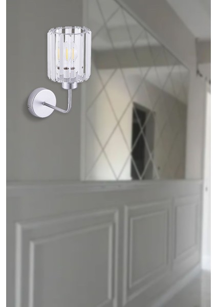 Lina Kristal Taşlı Aplik (Gümüş)