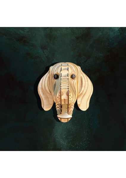 Kelb Köpek Kafası Doğal Ahşap Lazer Kesim Rustik Salon Aplik Duvar Dekoru 3D Tablo Pano (Peri Ledli