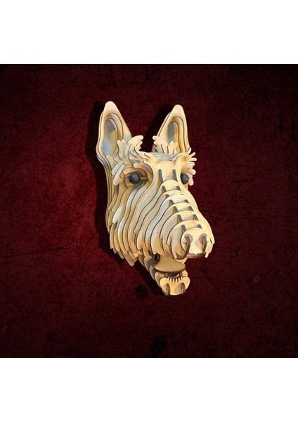 Kelb Köpek Kafası Doğal Ahşap Lazer Kesim Rustik Salon Aplik Duvar Dekoru 3D Tablo Pano (Peri Ledli fiyatları
