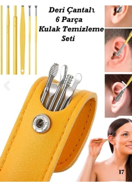 6 Parça Sarı Çelik Kulak Temizleme Seti, Hijyenik ve Güvenli Kulak Bakımı