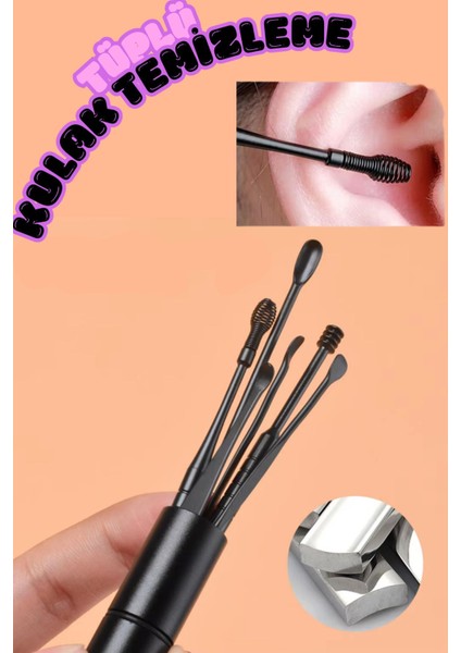 7 Parça Siyah Tüplü Kulak Temizleme Seti, yeni nesil kulak bakım aracı fiyatları