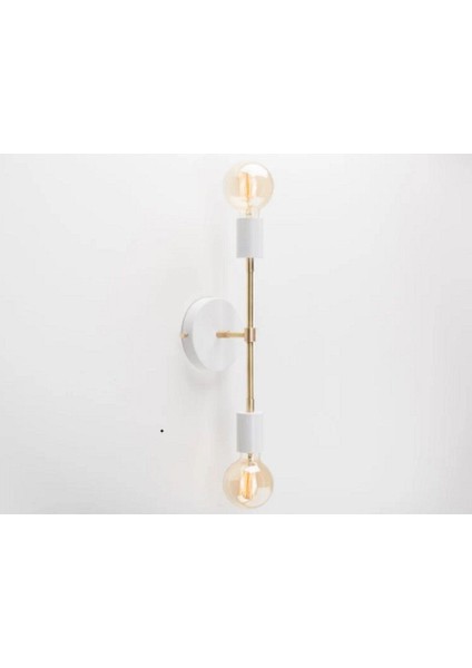 Retro,vintage,rustik Beyaz 2XE27 Duylu Metal Ayna Üstü Duvar Aplik