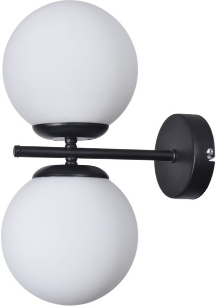 Zagreb Özel Salon - Mutfak - Cafe Tasarım Metal Gövde Camlı 2 Li Duvar Aplik