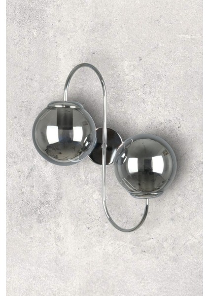 Jüpiter Aplik Modern Tasarım Krom Renk Füme Camlı Cafe - Mutfak – Yatak Odası – Hol Duvar Aplik modelleri