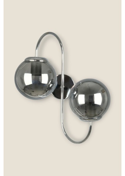 Jüpiter Aplik Modern Tasarım Krom Renk Füme Camlı Cafe - Mutfak – Yatak Odası – Hol Duvar Aplik fırsatları