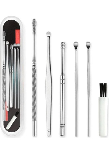 Paslanmaz Çelik Kulak Temizleme Seti 6 Parça, hijyenik ve kullanışlı tasarım