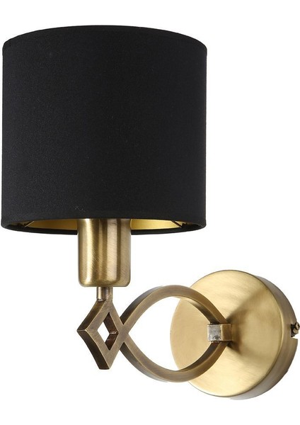 Tek Kollu Siyah Kumaş Abajurlu Eskitme Duvar Aplik BS.4003-52-19